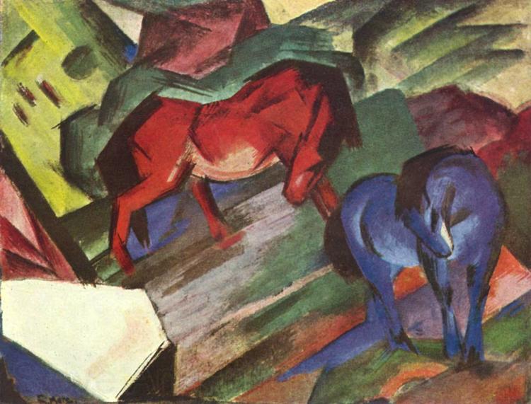Franz Marc Red and Blue Horse (mk34) Germany oil painting art